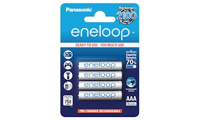 4xAAA Pack, 750 mAh, Panasonic