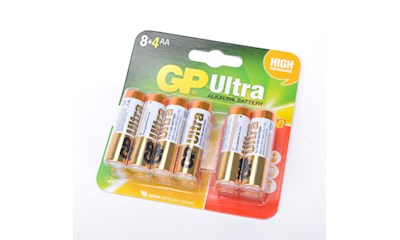 GP Alkaline AA Pencell; Card 8 + 4