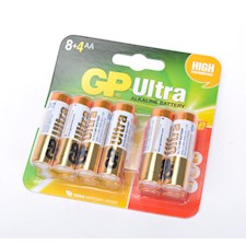 GP Alkaline AA Pencell; Card 8 + 4