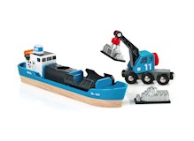 Containerschiff mit Kranwagen